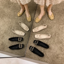 Flat shoes womens summer 2021 new flat shallow French Doudou retro late night wind gentle grandmother shoes