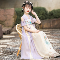 Girls Hanfu summer dress Chinese style dress big boy 2021 thin summer short sleeve children Super fairy dress dress