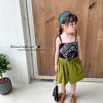Girls suspender top temperament 2021 summer inside the belly of the Korean version slim short bandeau childrens clothing retro vest
