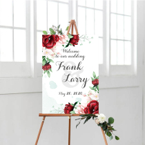 New Products Customised Wine Red Rose Flowers Wedding Greeting Cards Sen Wedding Engagement Waterboard Party Signs
