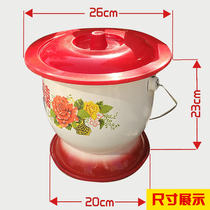 Large enamel spittoon tall old-fashioned spittoon stainless steel wedding Red childrens old urine bucket covered