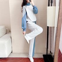 Casual Sports Suit Women Spring Autumn 2022 new Korean version Fashion foreign air Salt Department Fried Street Long Sleeve Sweater two sets