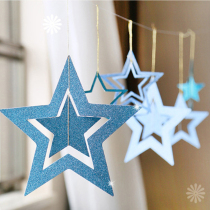 Ceiling Decoration Hollowed-out Pentagram Star Pendant Holiday Shop Kindergarten Shop Window Suspended Ceiling Hanging Decoration Opening Costume