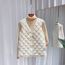 Light and down vest womens short model 2021 New coat vneck vest 90% white duck down liner