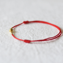 Anklet gold transfer beads 999 gold red rope women hand-woven anti-evil people simple very fine pull rope