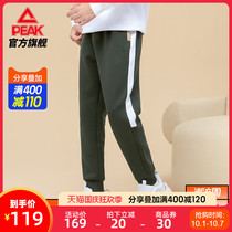 Peak official knitwear trousers men 2021 autumn trend close guard pants stitching color striped sports pants