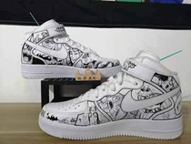 Air Force AJ1 color change sneakers custom Dragon Master peripheral animation hand-painted shoes board shoes black and white AF1