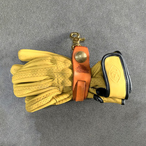 Spot Bull Leather Brass Individuality Retro Haray Indian BMW Pedal Motorcycle Gloves Clip Anti-Loss Containing Black