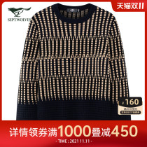 Q (Mall same model) seven wolves mens round neck long sleeve sweater 2021 autumn new leisure business knit