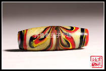 Minqing old glass beads 14 * 41mm set white jade handmade butterfly color ice cracking piece old glass large tube beads