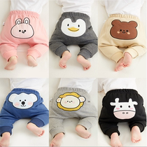 Baby Fart Pants Spring Autumn Boy Pure Cotton Large Pp Trousers Foreign Air Baby Pants Plus Suede Thickened Autumn Clothing Girl Harun Pants