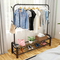 Clothes shelf floor bedroom Net red clothing store household hanger simple double pole indoor drying coat rack