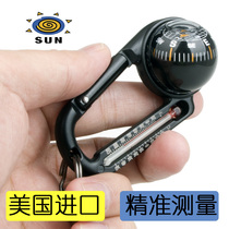 Imported outdoor mountaineering survival travel portable thermometer guide ball compass pendant small magnetic compass plate