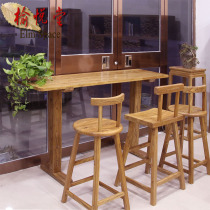 Old elm Chinese bar high stool Household solid wood hotel front desk back chair Bar Man coffee front desk stool