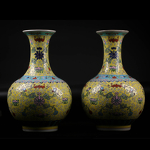 Color Painted Porcelain Vase Hem a pair of living-room floral-painted retro TV cabinet Wine Cabinet Decorations
