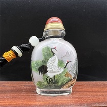 Pine Crane Ducal Year Hand-painted Snuff Pot in the Interior Painting Collection Gift Bogu Pendulum suitable to give the play copper cover with spoon delivery handlebar