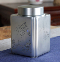 Handicrafts Leshan Tea Can Gold Arts Master Li Zussen works Yunnan Old Pure Tin 999