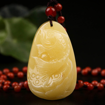 Honey wax engraving pendant for more than two years with south red agate hanging chain