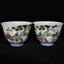 LY0769 Old Collection Qing Yongzheng Enamel Walking Alone for Thousands of Miles Character Story Bowl