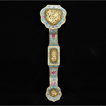 LY0829 Qing Dynasty Qianlong Mark Enamel Hollow-out Gilt Dragon Pattern Ruyi