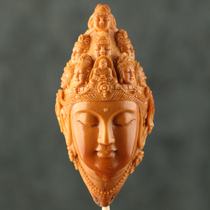 2 4x4 8cm (eleven face Guanyin) Knife Guest Work Olive Nuclear Sculpture Triple Flower Old Oil Nuclear Single Seed Pendant