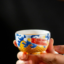 999 real gold hand-painted gilt craft founder Provincial Arts and Crafts master Xiao Jianhui tea cup tea set