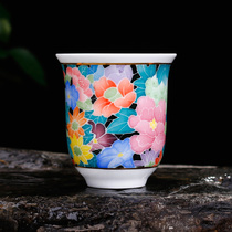 Chinese Art Lifetime Achievement Award Winner Provincial Arts and Crafts Master Yuan Shu Fan hand-painted Pingming Cup full of flowers
