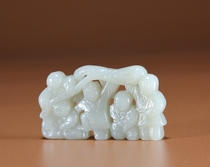 Tibetan Treasures] Hetian Jade Wuzi Dengke Pen Rest Wenwan Jade Carving Ruiping A2704