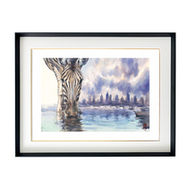 (Photographed minus 50) watercolor painter Zhang Yi (animal and city-zebra) sign up for a limited edition painting