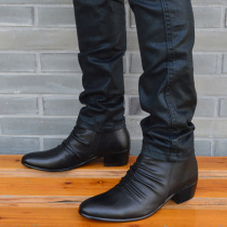 Pointed leather shoes Korean version trendy men short boots Inn genuine leather boots Mens leather boots Martin boots Fashion boot cotton boots new