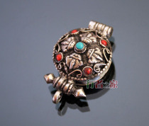 Nepal handmade Tibetan silver inlaid Garuo box necklace pendant Zen ethnic gift