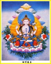 Buddha portrait Knot Edge Buddha Portrait portrait 4-arm Guanyin 029-phase paper Double face plastic packaging Optional matching photo frame