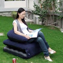 Xinxin extended and widened flocking inflatable sofa bed inflatable recliner folding sofa air supply pump dark blue