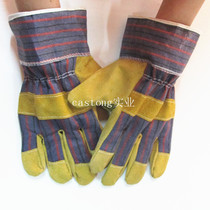 Labor insurance gloves big red towel gloves short leather welding gloves work gloves protective gloves wear-resistant pigskin gloves