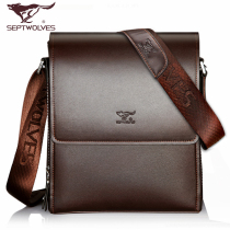 Seven wolves men bag Shoulder Bag Mens shoulder bag leisure business Bag Mens bag cowhide bag backpack