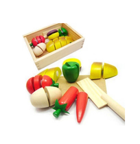 Kindergarten Playhouse toys * Simulation wooden fruits and vegetables cut to see * wooden box fruit cut to see teaching aids