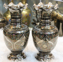 Pakistani handicrafts bronze 12 inch color spot baked silver flower mouth altar style rich bottle factory direct BT26