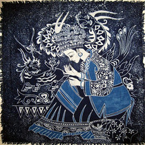 Guizhou batik decorative painting ethnic minority characteristic craft wall hanging cloth painting Miao batik wall hanging gift Miao female