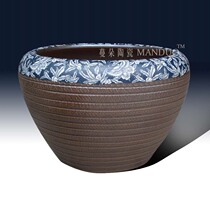 Jingdezhen classical porcelain fish tank calligraphy and painting tank Dark Flower porcelain large tank nostalgic kiln into dark porcelain tank