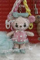 Austrian Crystal sticking Diamond Japan out of print girl bear pendant bag hanging car hanging sold out
