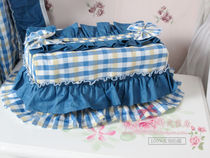 Korean-style idyllic Mediterranean ocean style super beautiful plaid blue fabric tissue box set Paper tissue box set