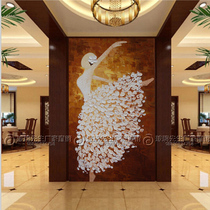 Art glass new modern style feng shui entrance background wall screen partition sliding door Paris dancers
