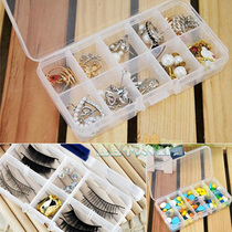 Full wholesale 10 grid 15 grid transparent plastic box jewelry storage box false eyelash jewelry storage box