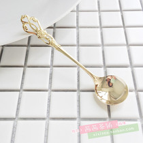 Spot Japan hot cutlery tea set salus vintage hollow stainless steel gold silver sugar spoon