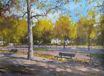 Pure Hand Painted Campus Scenery Water Powder Painting Finished Color Wind Scenery Painting Water Powder Painting Static Scenery Finished Spot finished spot