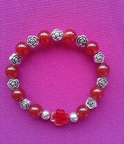  Brazilian Ice species Red Agate Tibetan Silver Rose Rosary Travel Bracelet Catholic Rosary Crystal Jewelry