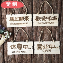 Wooden card engraving business creative personality Wooden listing log shop house number Pastoral rest customization