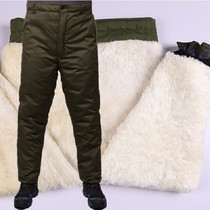 Outdoor old-fashioned cold and warm labor protection sheepskin cotton pants down cotton pants thick size cold storage overalls cotton pants men