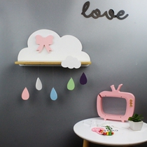 ins cloud rack solid wood partition non-perforated bookshelf Nordic childrens room wall decoration frame wall decoration partition