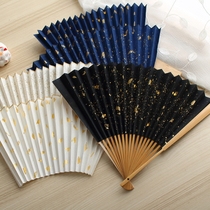 Wen play calligraphy folding fan fan blank rice paper sprinkling gold rice paper folding fan Su Gong Xuan fan